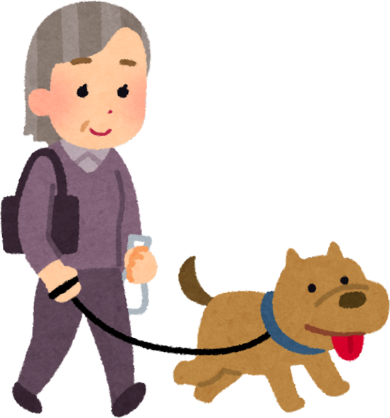 Illustration of Elderly Woman Walking Her Dog